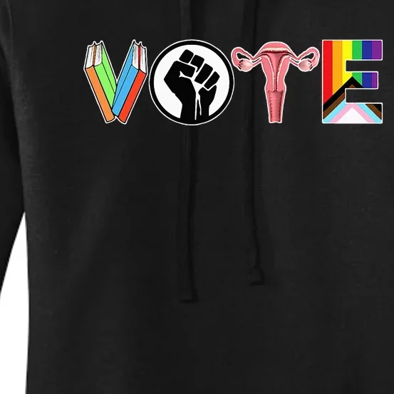 Vote Books Fist Ovaries Lgtbq Women's Pullover Hoodie