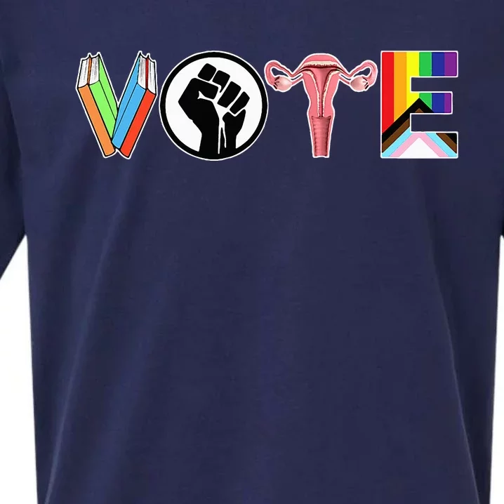 Vote Books Fist Ovaries Lgtbq Sueded Cloud Jersey T-Shirt