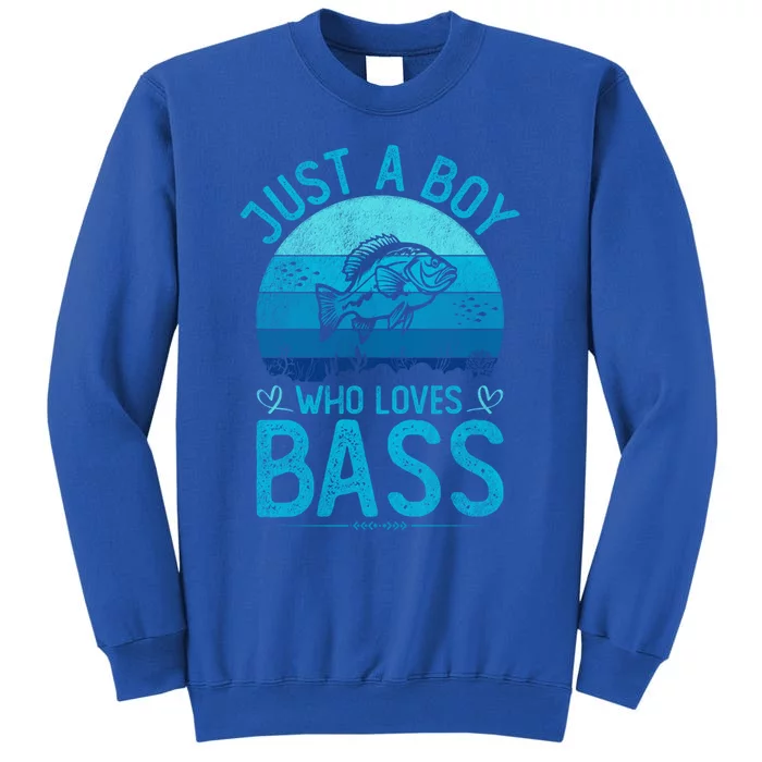 Vintage Bass Fish Just A Who Loves Bass Fish Fishing Gift Sweatshirt