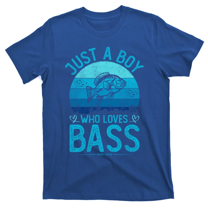 Vintage Bass Fish Just A Who Loves Bass Fish Fishing Gift T-Shirt