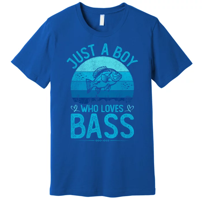 Vintage Bass Fish Just A Who Loves Bass Fish Fishing Gift Premium T-Shirt