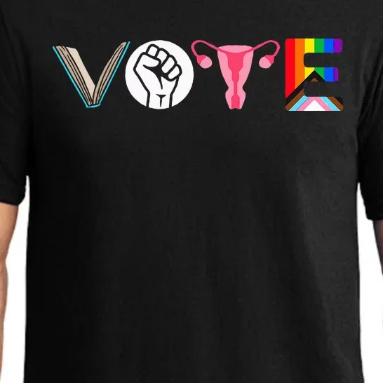 Vote Books Fist Ovaries Lgtbq Angry Uterus Pajama Set