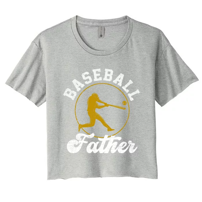 Vintage Baseball Father Baseball Lover Fathers Day Gift Women's Crop Top Tee