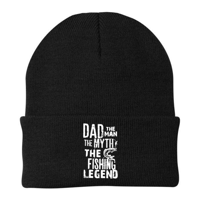 Vintage Bass Fishing Dad Man The Myth The Legend Fisherman Knit Cap Winter Beanie