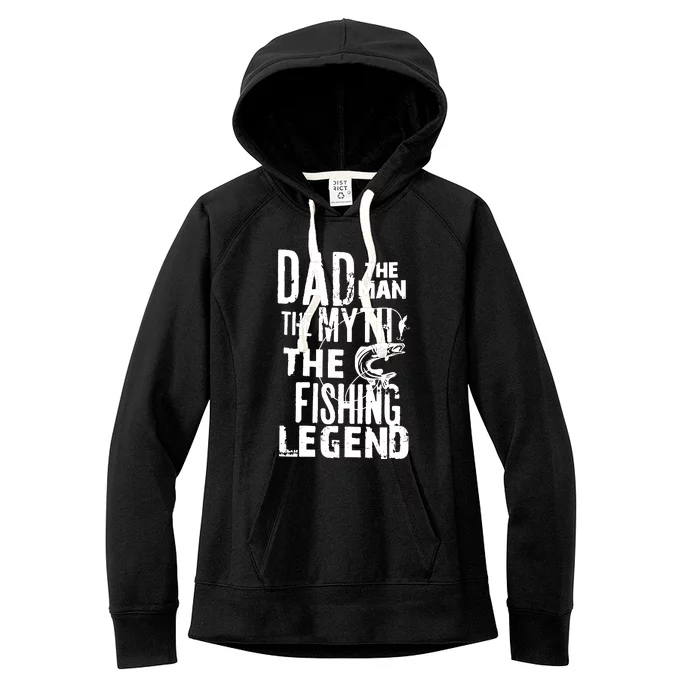 Vintage Bass Fishing Dad Man The Myth The Legend Fisherman Women's Fleece Hoodie