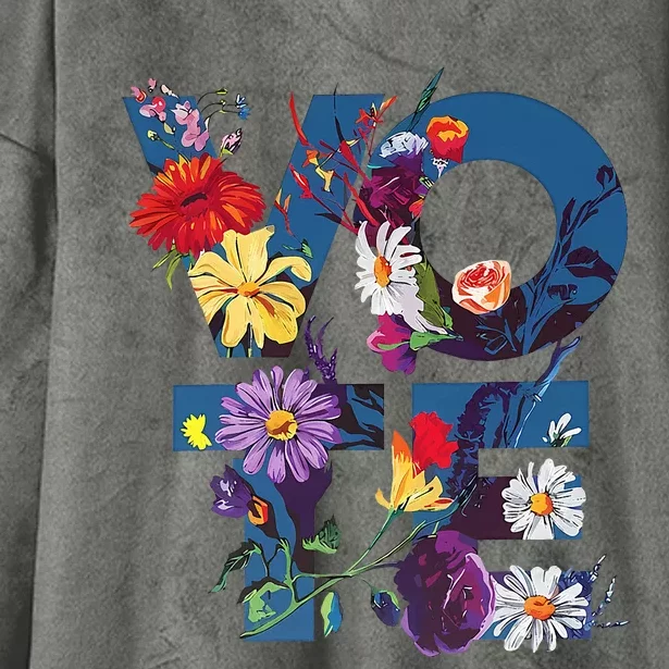 Vote Blue Floral Flower Democrat Kamala 2024 Hooded Wearable Blanket