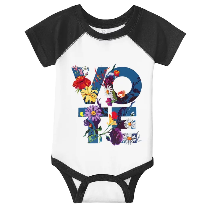 Vote Blue Floral Flower Democrat Kamala 2024 Infant Baby Jersey Bodysuit