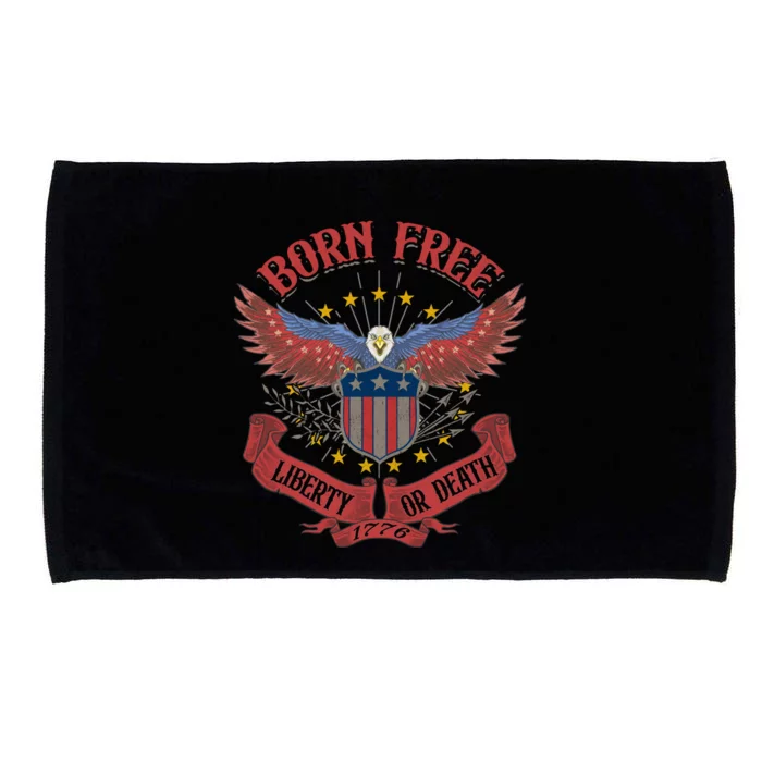 Vintage Born Free Eagle American Flag 1776 Fourth Of July Gift Microfiber Hand Towel