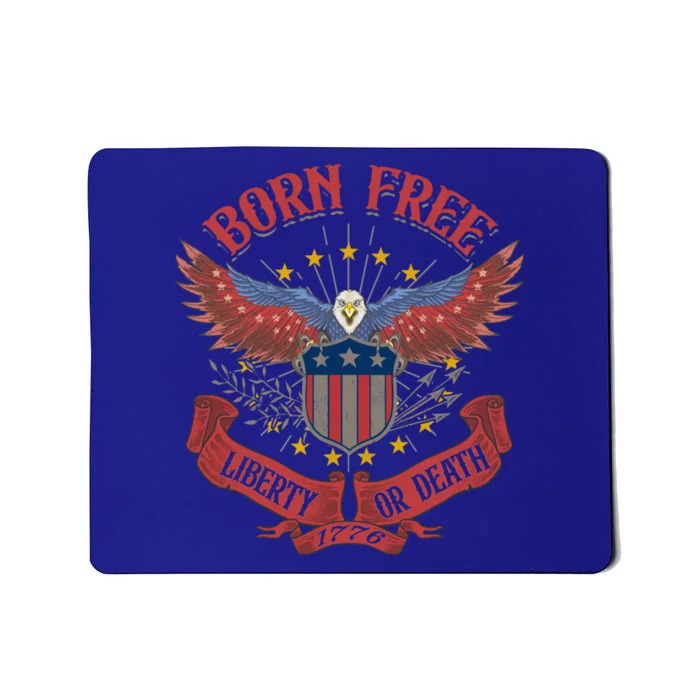 Vintage Born Free Eagle American Flag 1776 Fourth Of July Gift Mousepad