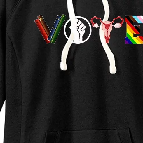 Vote Books Fist Ovaries L.G.B.T.Q Women's Fleece Hoodie