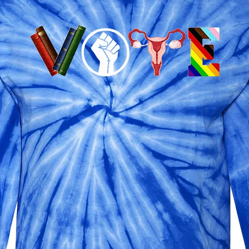 Vote Books Fist Ovaries L.G.B.T.Q Tie-Dye Long Sleeve Shirt