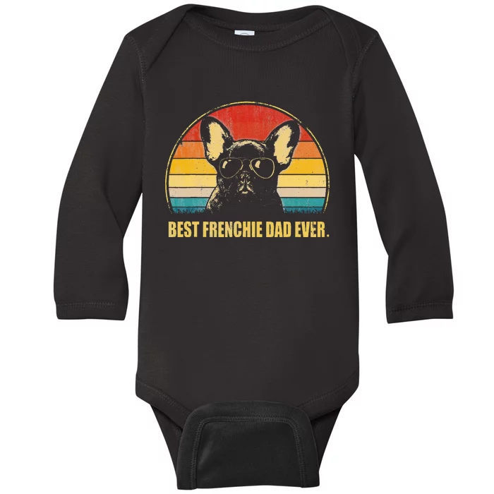 Vintage Best Frenchie Dad Ever Dog Lover Baby Long Sleeve Bodysuit