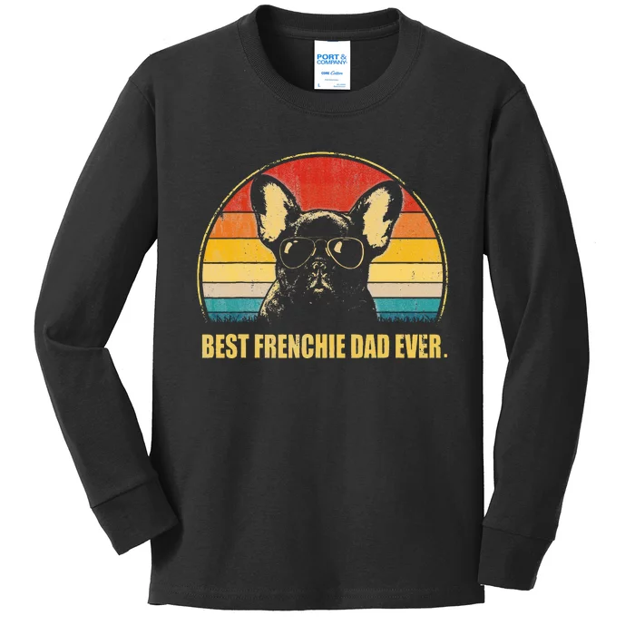 Vintage Best Frenchie Dad Ever Dog Lover Kids Long Sleeve Shirt