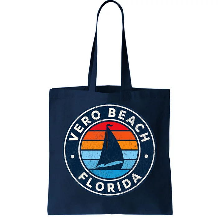 Vero Beach Florida Fl Vintage Sailboat Retro 70s Tote Bag