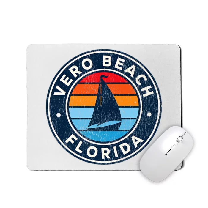 Vero Beach Florida Fl Vintage Sailboat Retro 70s Mousepad