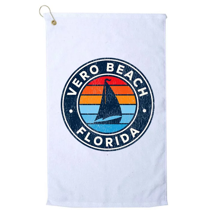 Vero Beach Florida Fl Vintage Sailboat Retro 70s Platinum Collection Golf Towel