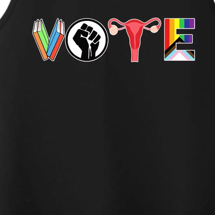 Vote Books Fist Ovaries Lgtbq Performance Tank