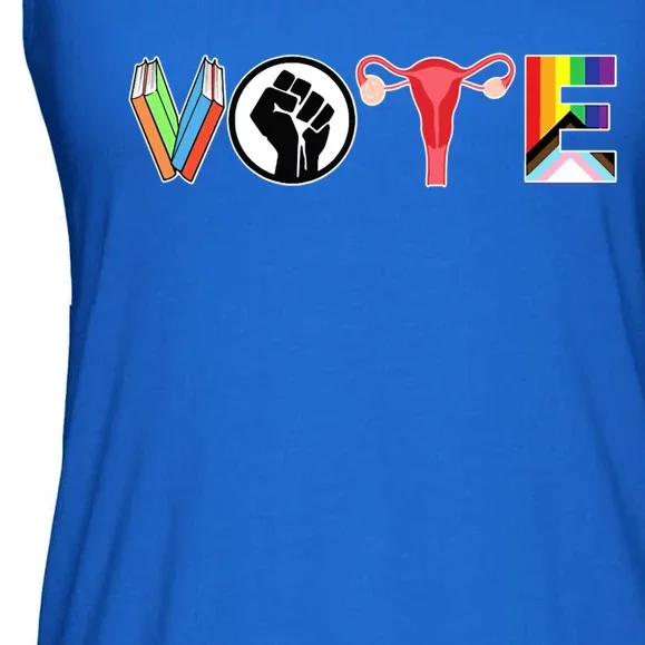 Vote Books Fist Ovaries Lgtbq Ladies Essential Flowy Tank