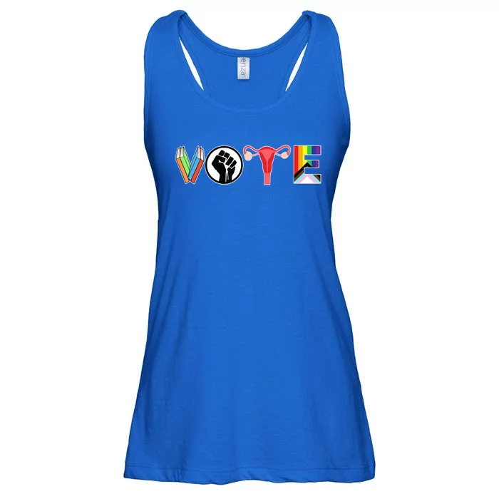 Vote Books Fist Ovaries Lgtbq Ladies Essential Flowy Tank