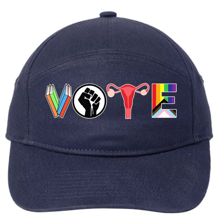 Vote Books Fist Ovaries Lgtbq 7-Panel Snapback Hat