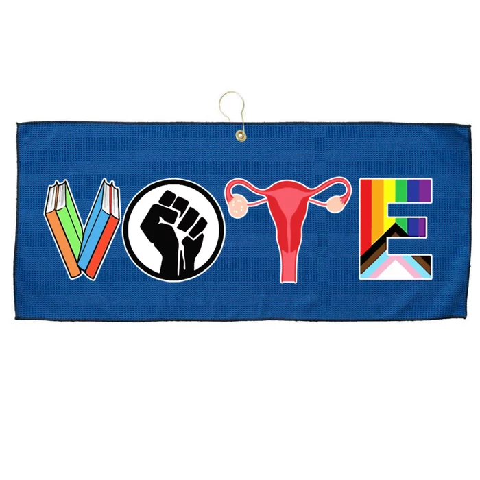 Vote Books Fist Ovaries Lgtbq Large Microfiber Waffle Golf Towel