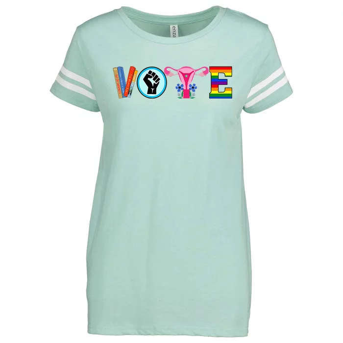 Vote Books Fist Ovaries Lgtbq Enza Ladies Jersey Football T-Shirt