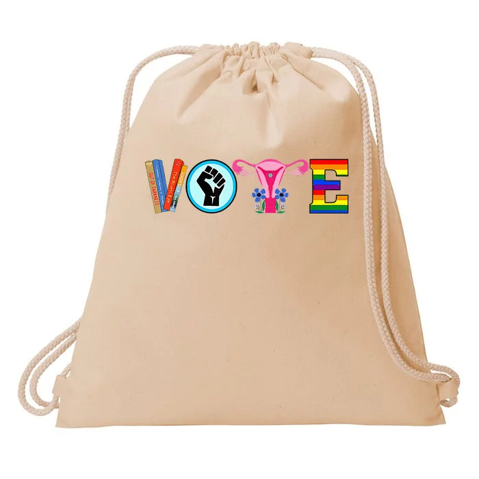 Vote Books Fist Ovaries Lgtbq Drawstring Bag