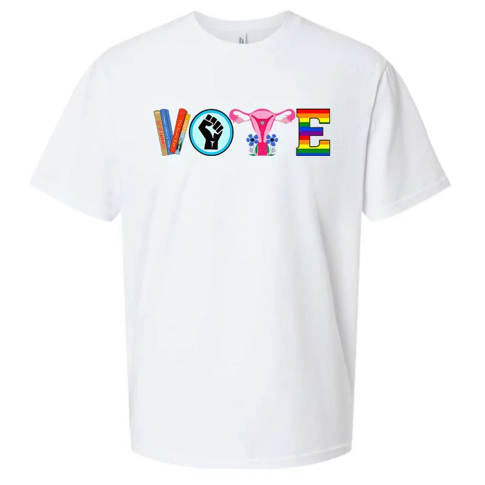 Vote Books Fist Ovaries Lgtbq Sueded Cloud Jersey T-Shirt