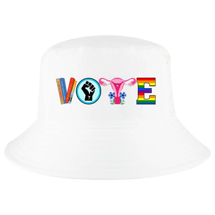 Vote Books Fist Ovaries Lgtbq Cool Comfort Performance Bucket Hat