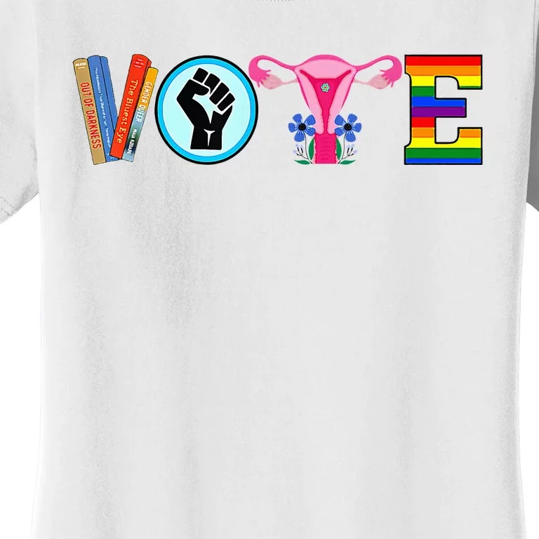 Vote Books Fist Ovaries Lgtbq Women's T-Shirt