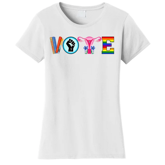 Vote Books Fist Ovaries Lgtbq Women's T-Shirt