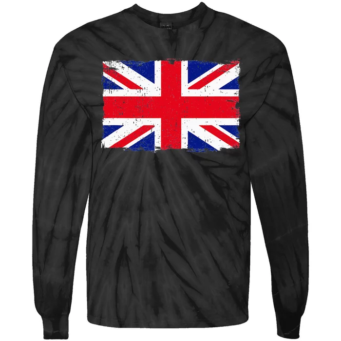 Vintage British Flag Heritage British Roots Tie-Dye Long Sleeve Shirt