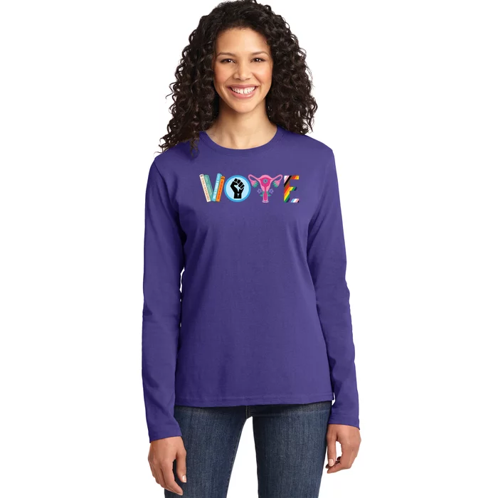 Vote Books Fist Ovaries Lgtbq Ladies Long Sleeve Shirt