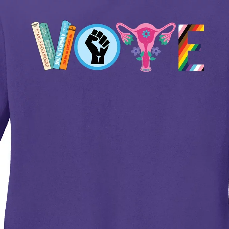 Vote Books Fist Ovaries Lgtbq Ladies Long Sleeve Shirt