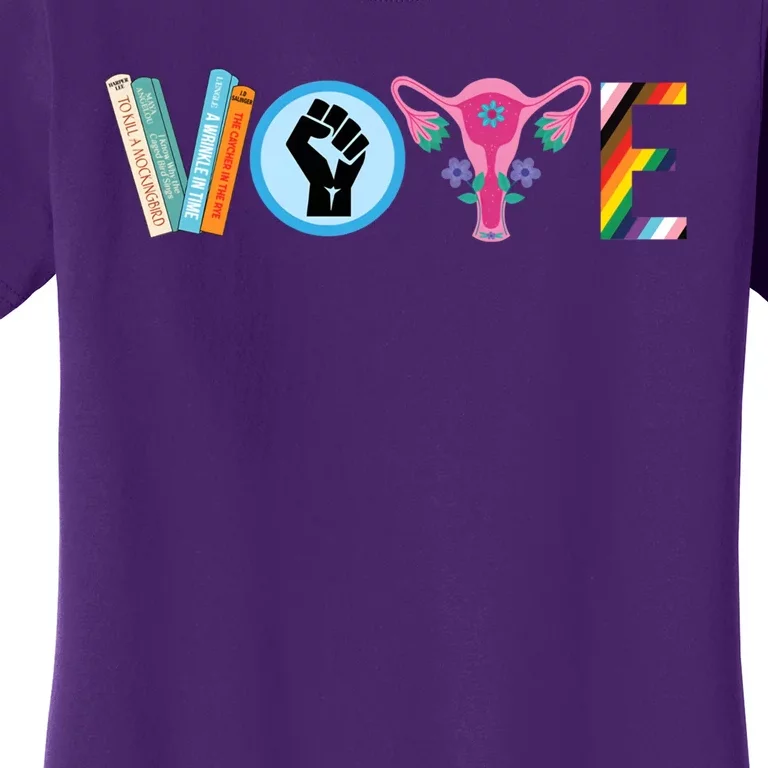 Vote Books Fist Ovaries Lgtbq Women's T-Shirt