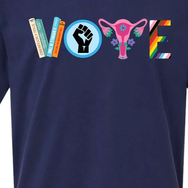 Vote Books Fist Ovaries Lgtbq Sueded Cloud Jersey T-Shirt