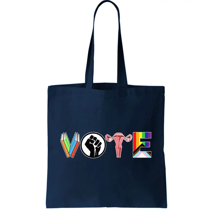 Vote Books Fist Ovaries Lgtbq Tote Bag