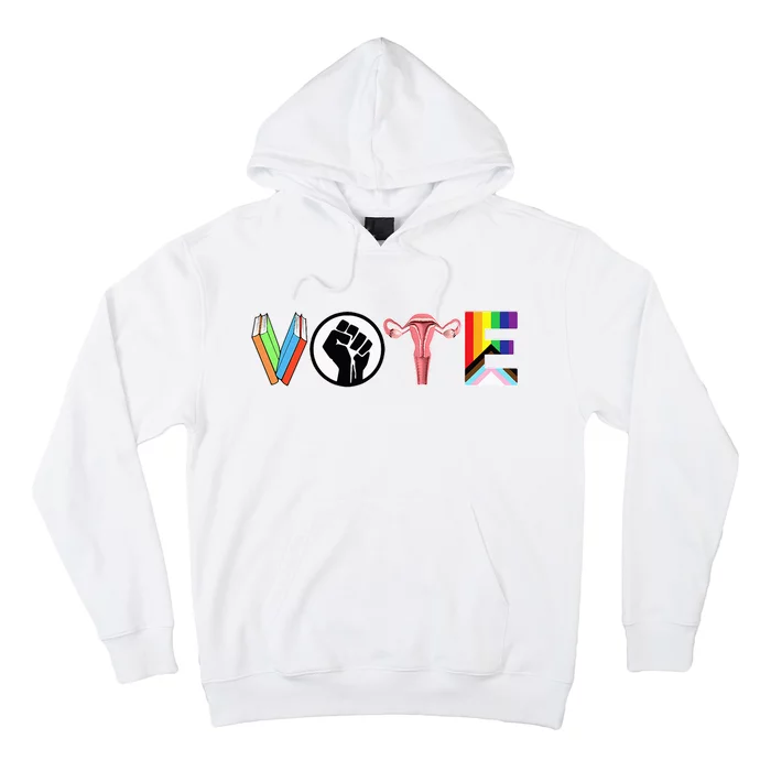 Vote Books Fist Ovaries Lgtbq Hoodie