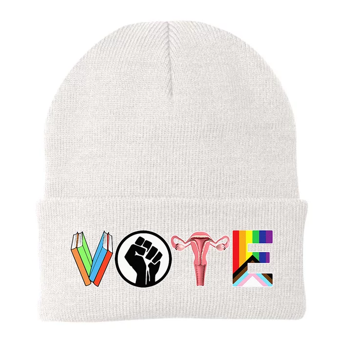 Vote Books Fist Ovaries Lgtbq Knit Cap Winter Beanie