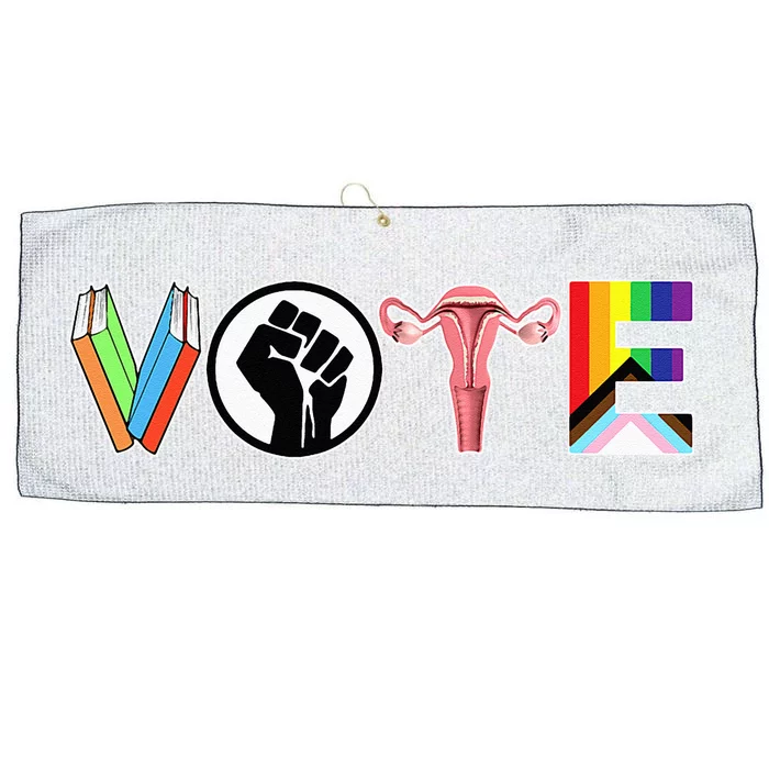 Vote Books Fist Ovaries Lgtbq Large Microfiber Waffle Golf Towel