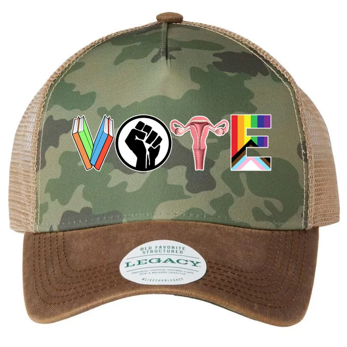 Vote Books Fist Ovaries Lgtbq Legacy Tie Dye Trucker Hat