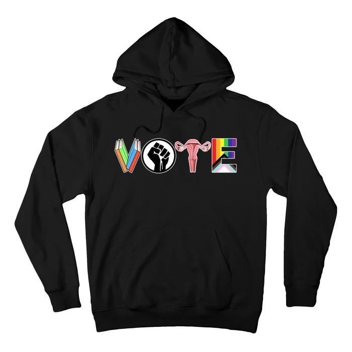 Vote Books Fist Ovaries Lgtbq Hoodie