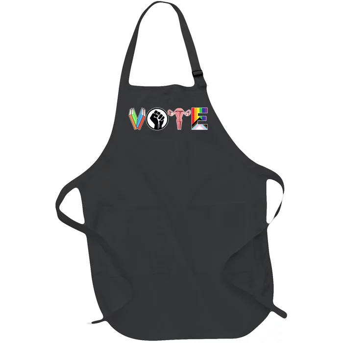 Vote Books Fist Ovaries Lgtbq Full-Length Apron With Pocket