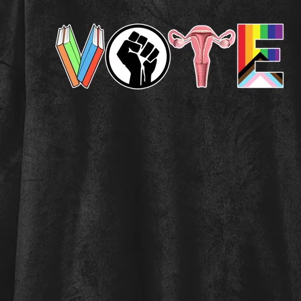 Vote Books Fist Ovaries Lgtbq Hooded Wearable Blanket