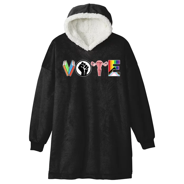 Vote Books Fist Ovaries Lgtbq Hooded Wearable Blanket