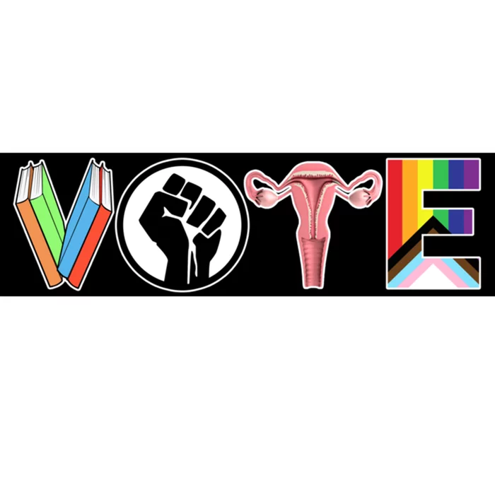 Vote Books Fist Ovaries Lgtbq Bumper Sticker