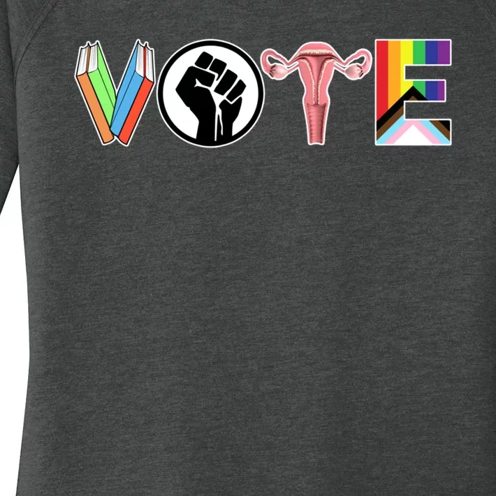 Vote Books Fist Ovaries Lgtbq Women's Perfect Tri Tunic Long Sleeve Shirt