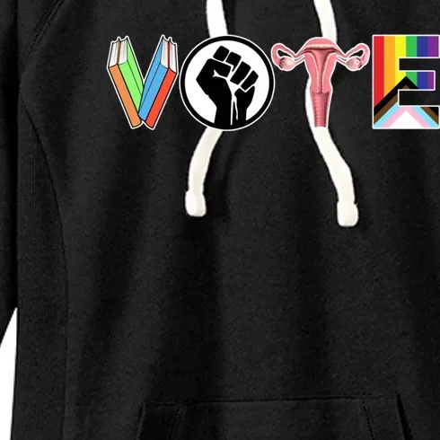 Vote Books Fist Ovaries Lgtbq Women's Fleece Hoodie