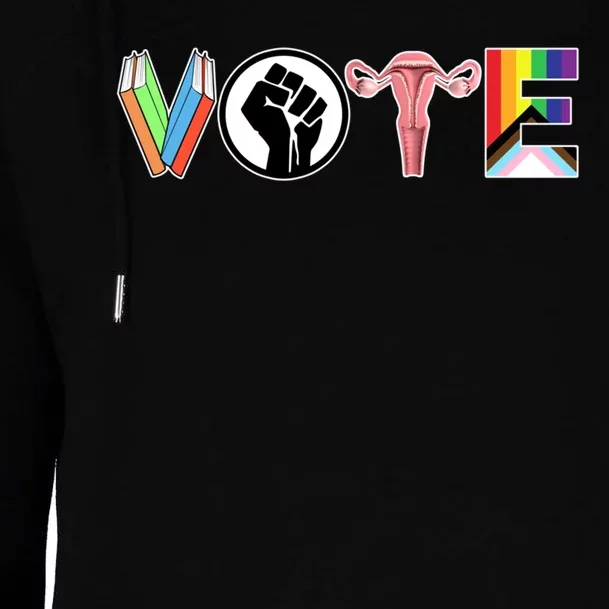 Vote Books Fist Ovaries Lgtbq Womens Funnel Neck Pullover Hood