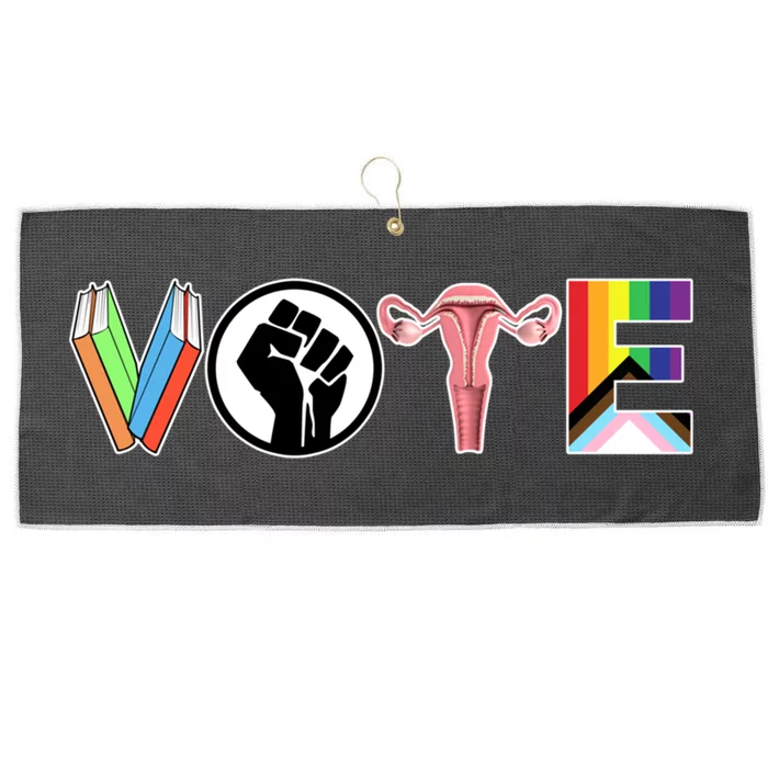 Vote Books Fist Ovaries Lgtbq Large Microfiber Waffle Golf Towel